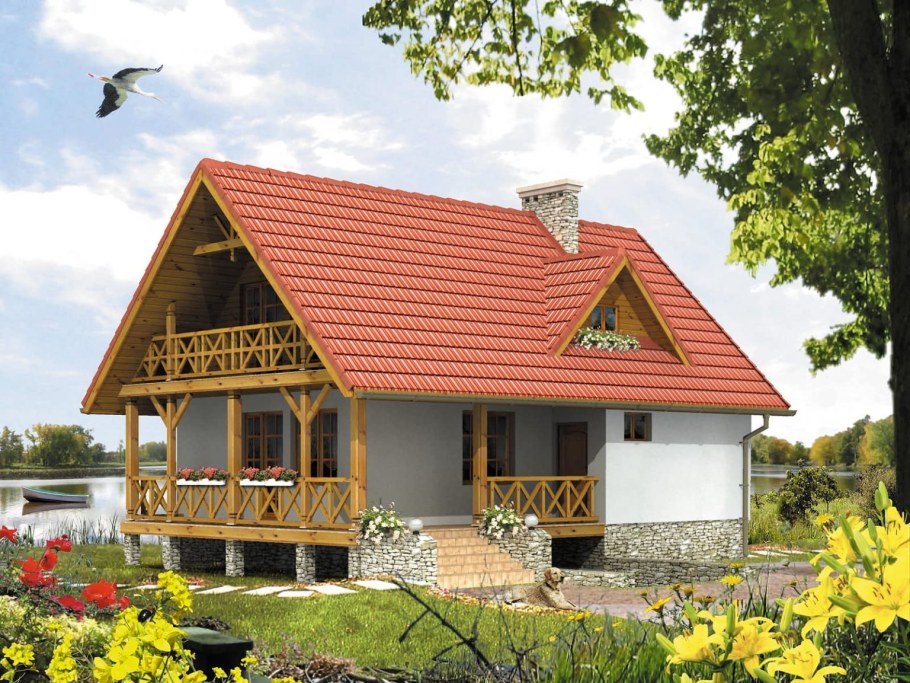 Небольшой уютный домик с мансардой и террасой