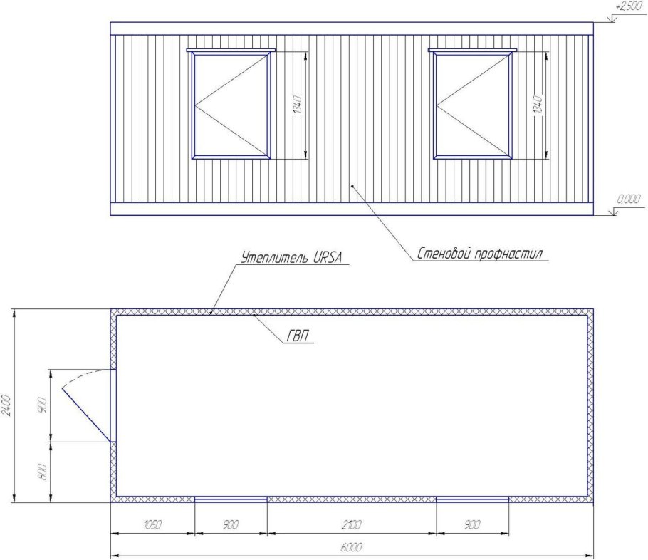 Каркас бытовки 2.4х6 чертёж