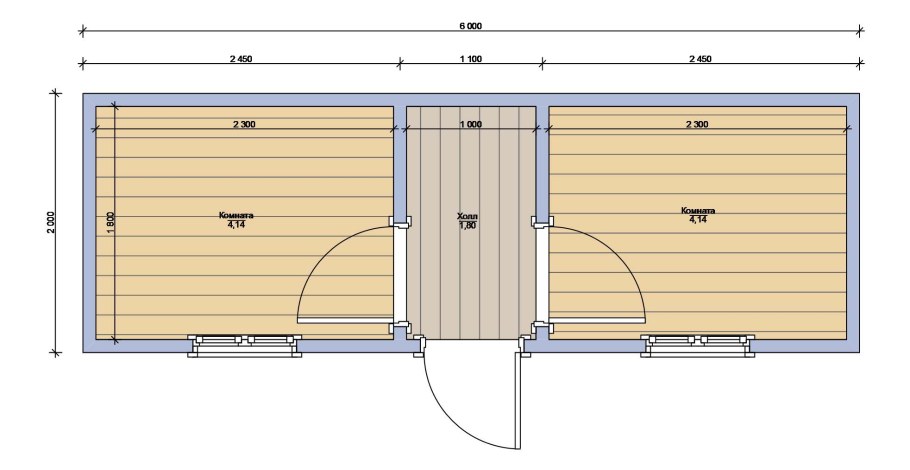 Каркасная бытовка 6х4 чертеж