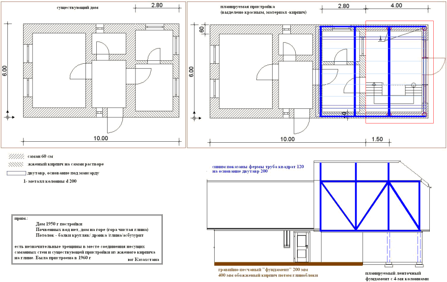 Чертеж каркасной бытовки 3х4