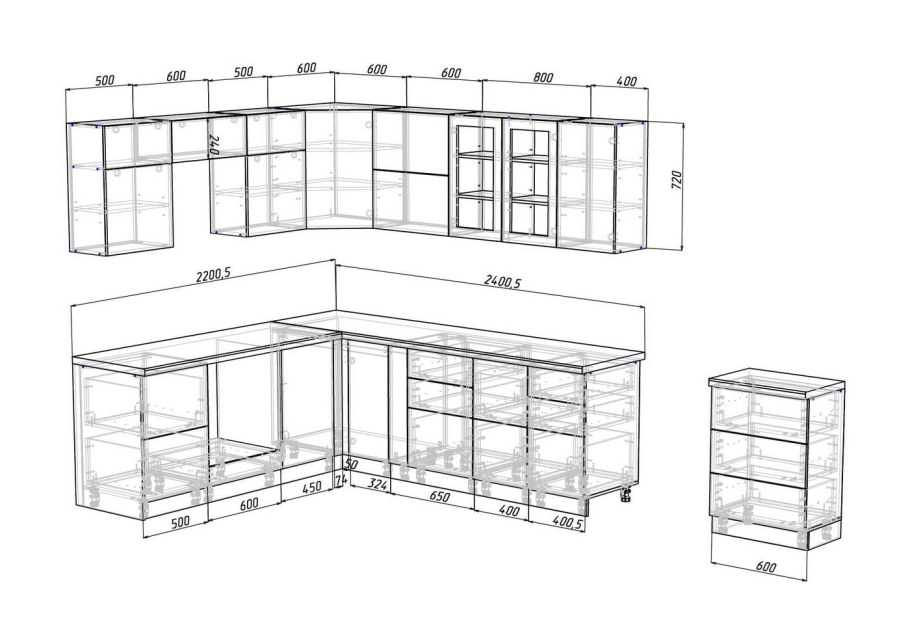 Проект кухни с размерами