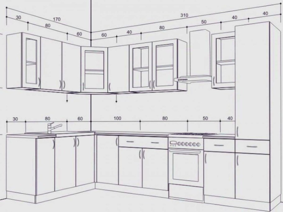 Чертежи кухонных шкафов гарнитура Селена 205