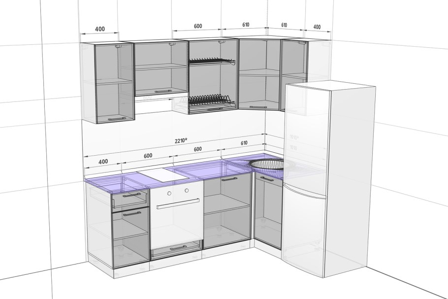 Кухня мебель чертеж