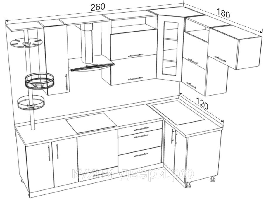 Чертеж раскроя кухонный гарнитур