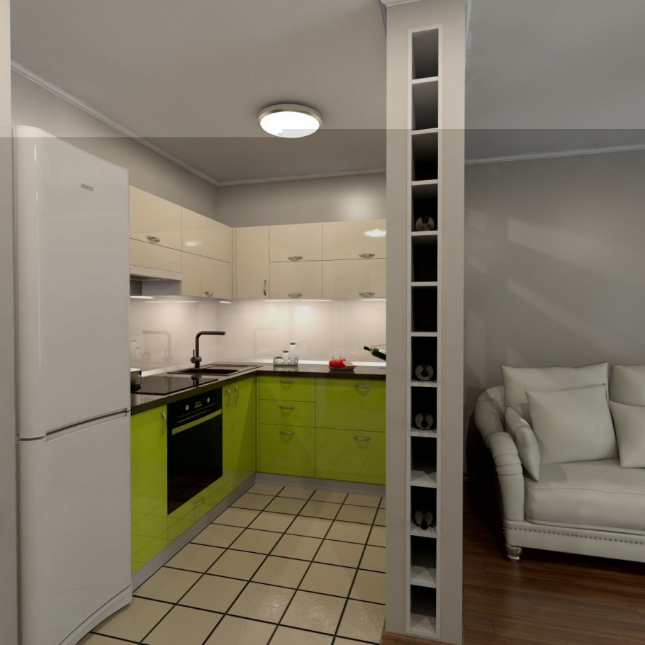 Студия с перегородкой на кухню 20кв