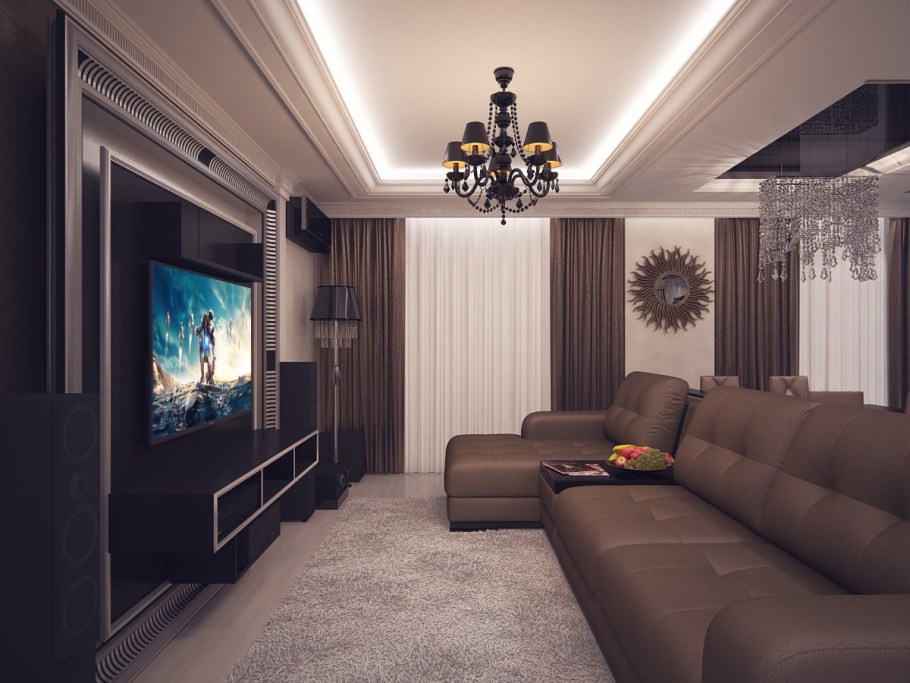 Натяжные потолки в зал в стиле арт деко