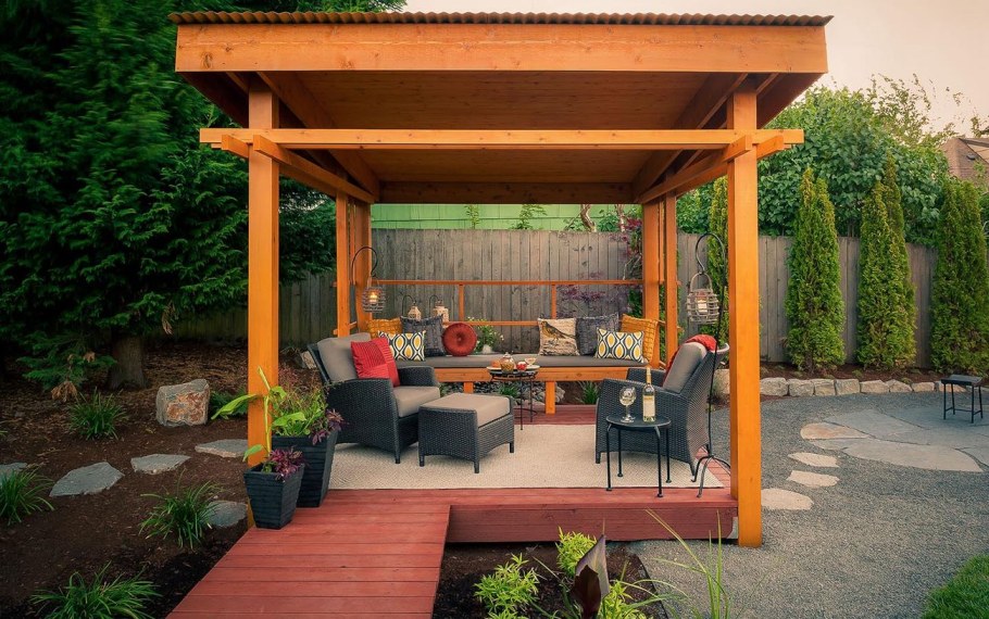 Беседка из дерева двускатная «Грин Вуд»