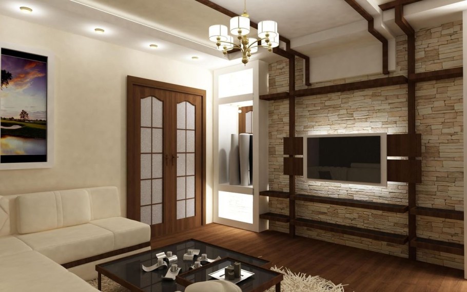 Проходная гостиная с 2 дверями