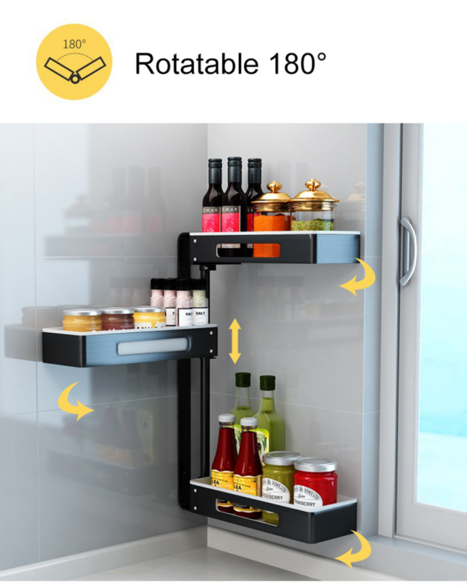 3-Х уровневая настенная алюминиевая поворотная полка