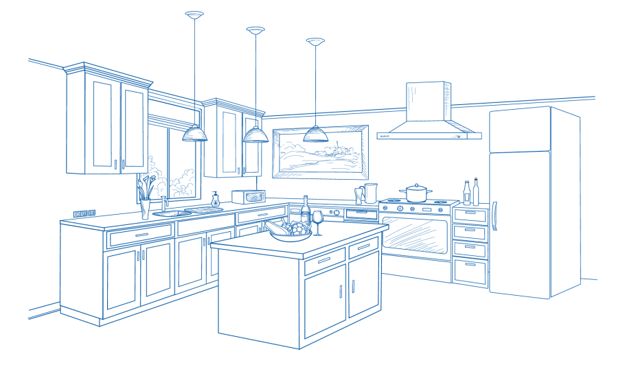 Кухня с островом набросок