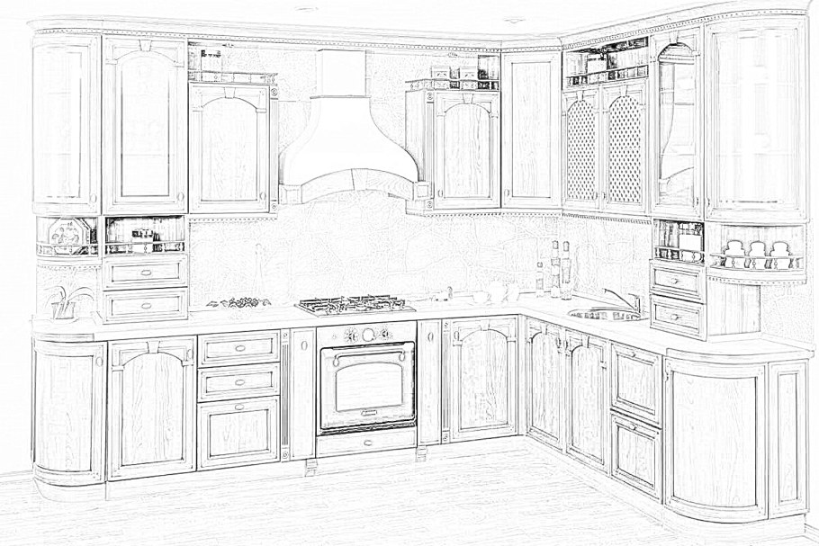 Нарисовать эскиз кухни