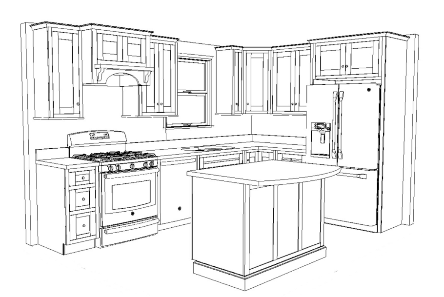 Эскиз кухни с островом