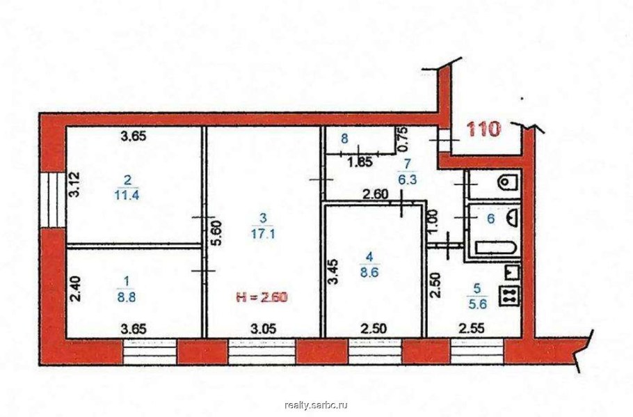 Планировка хрущевки 4 комнаты 60 кв.м