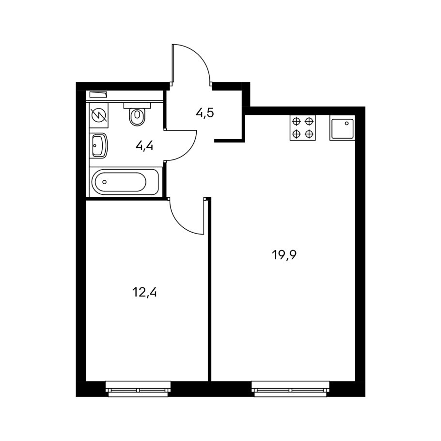 Планировка 1 комнатной квартиры