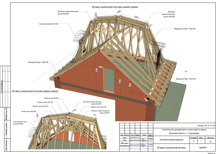 Каркас односкатной кровли схема