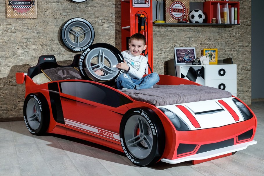 Кровать футбол 1200 белый/лайм полутороспальная