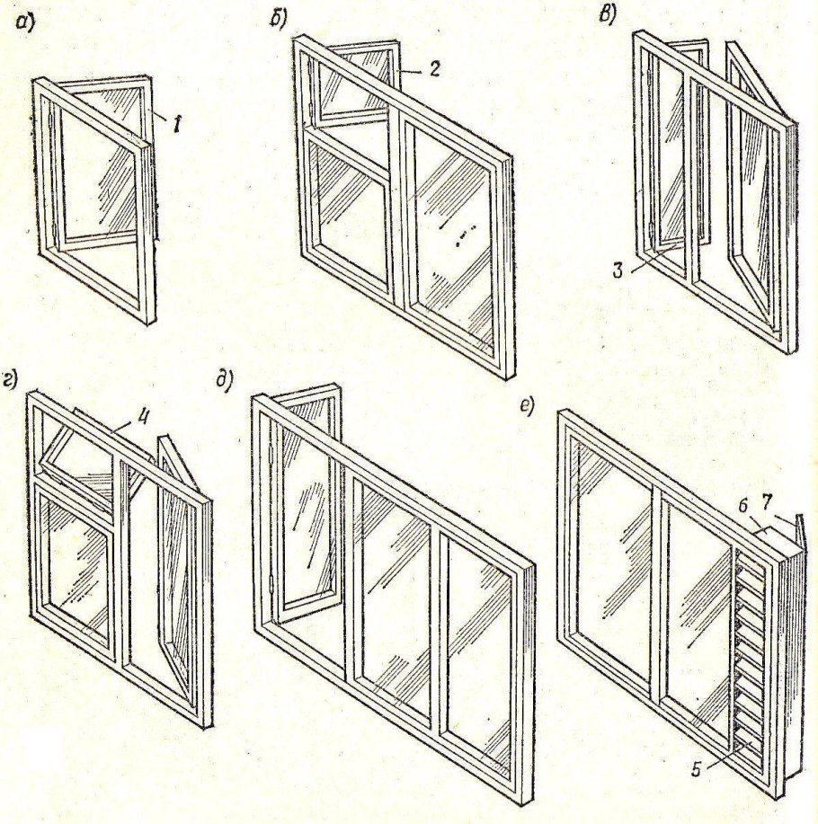 Окно деревянное с фрамугой чертеж