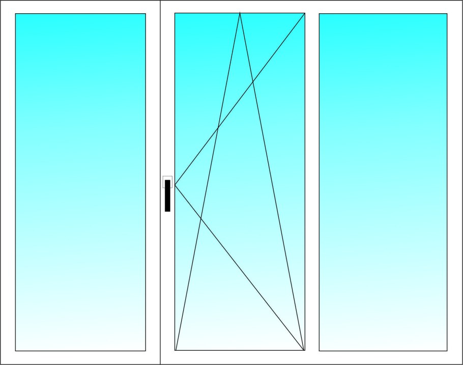 Трехстворчатое окно ПВХ 1350*2000