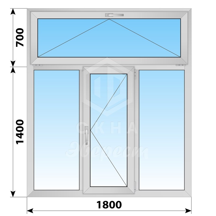Окно 1800 2390 с фрамугой