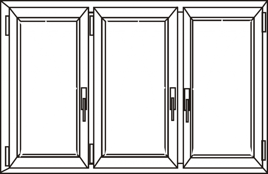 Блок оконный трехстворчатый с поворотно-откидной створкой