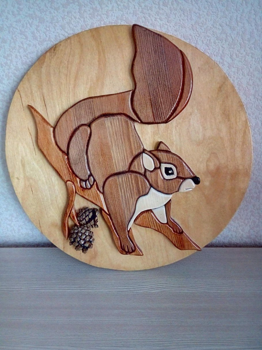 Деревянная мозаика интарсия панно