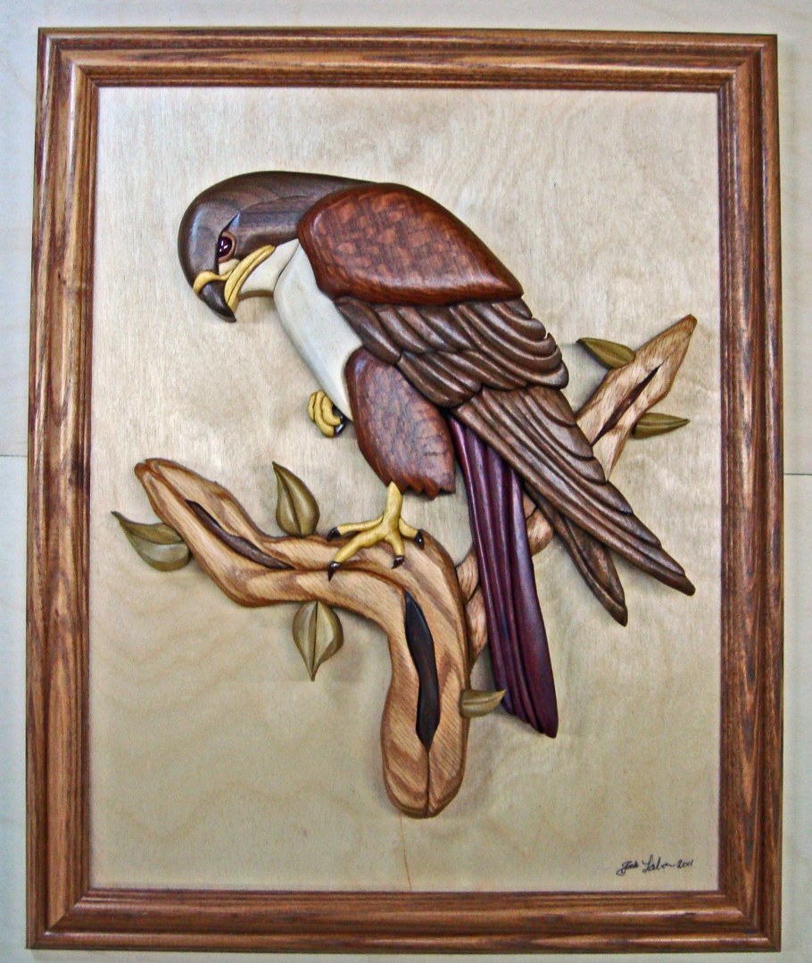 Интарсия мозаика птица