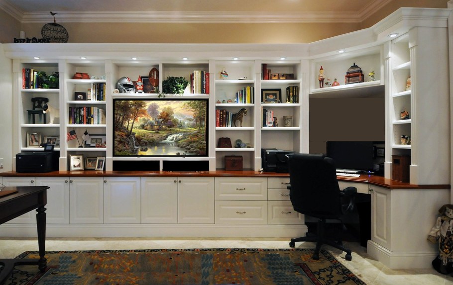 Горка в гостиную с компьютерным столом