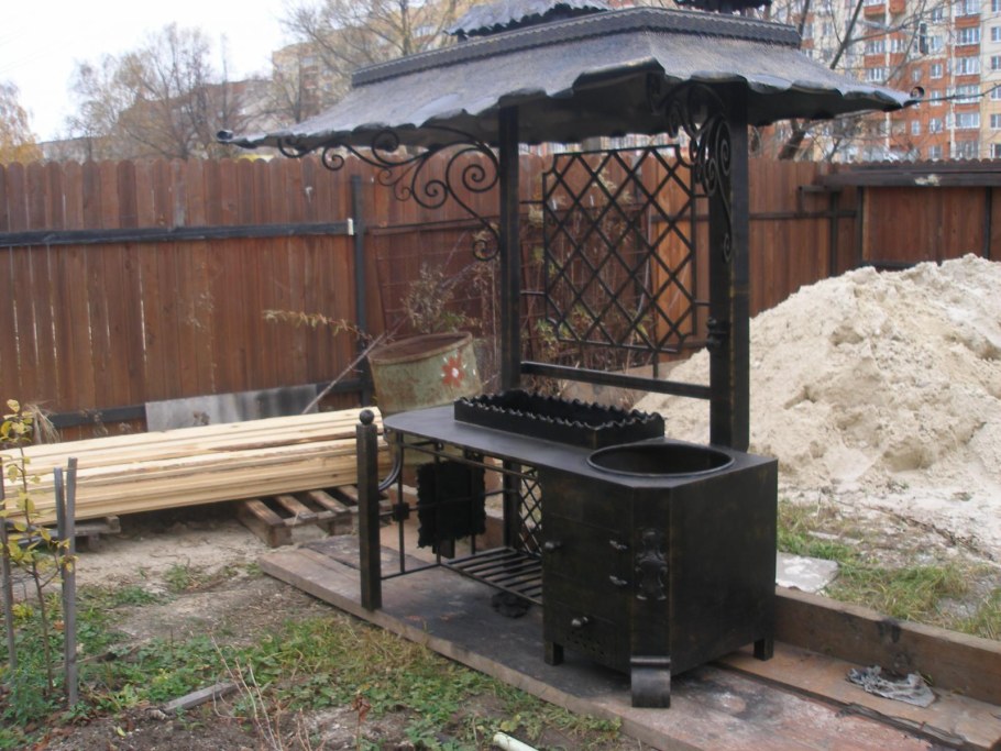 Мангальный комплекс лофт из металла