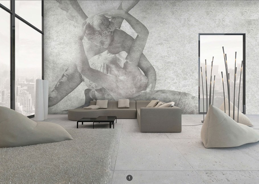 Фреска срез камня в интерьере