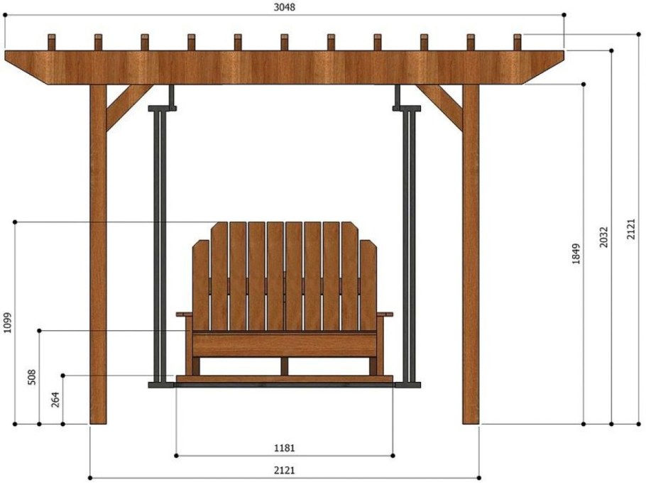 Чертёж тента для качелей