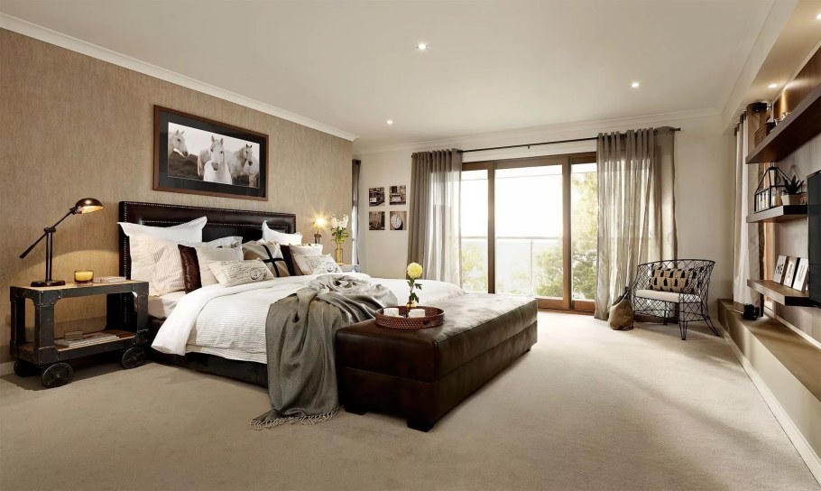 Обои для спальни с темной мебелью