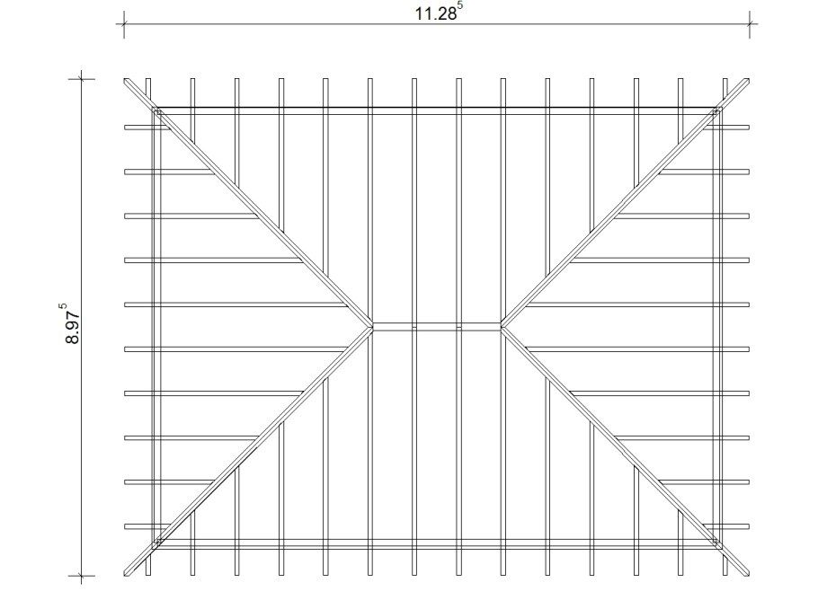 Чертеж вальмовой крыши 10х10