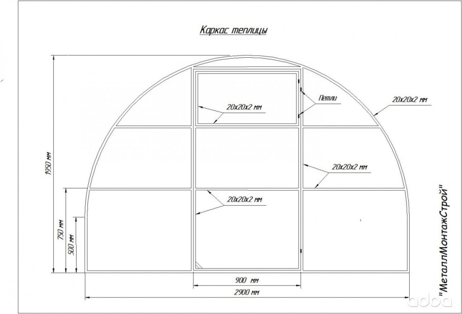 Чертеж теплицы из поликарбоната 3 на 6