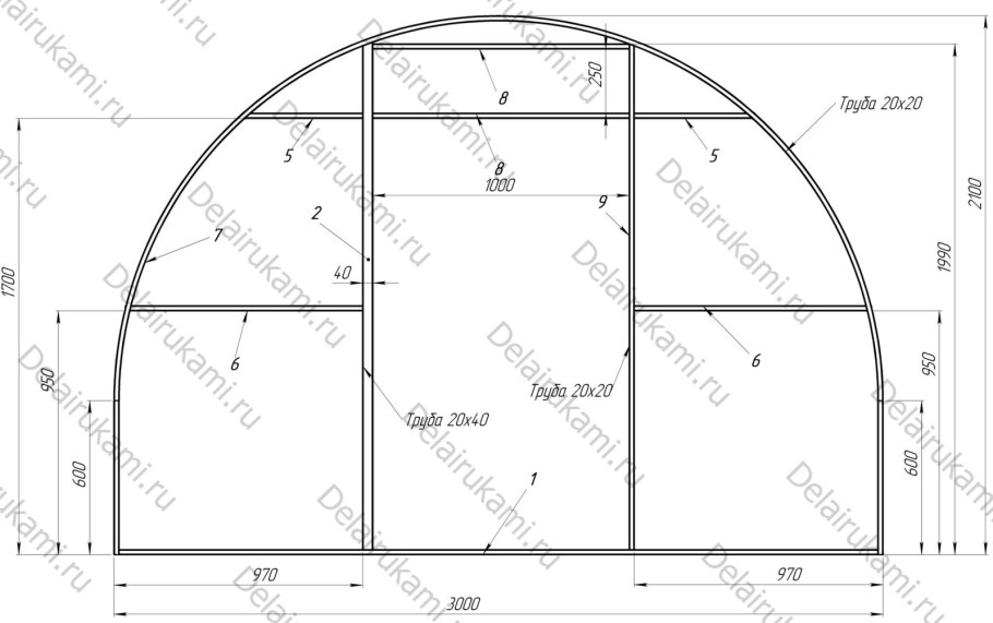 Парник хлебница чертеж каркаса