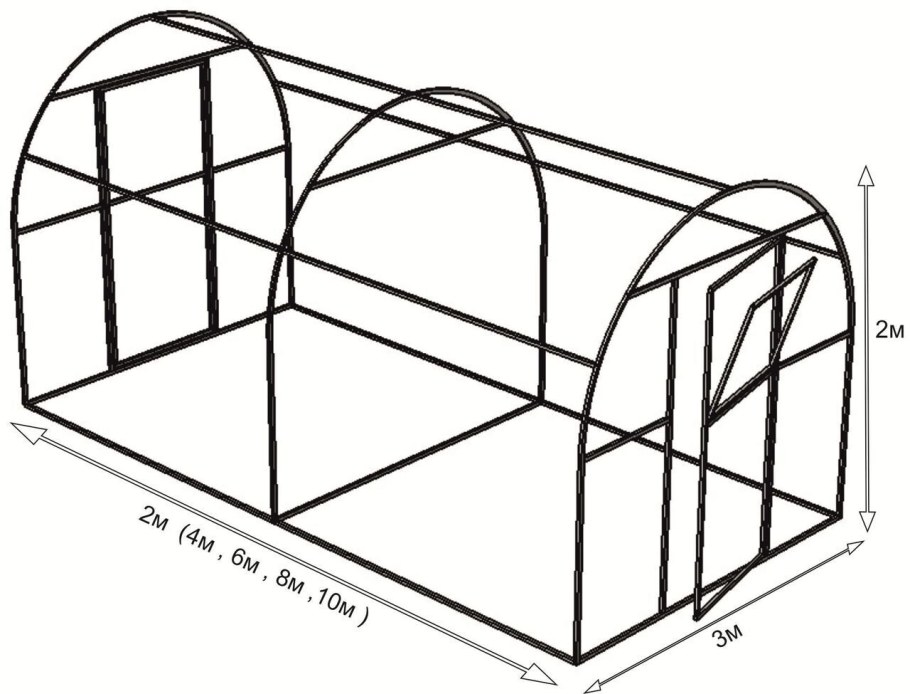 Схема сборки теплицы из поликарбоната 6м 3м