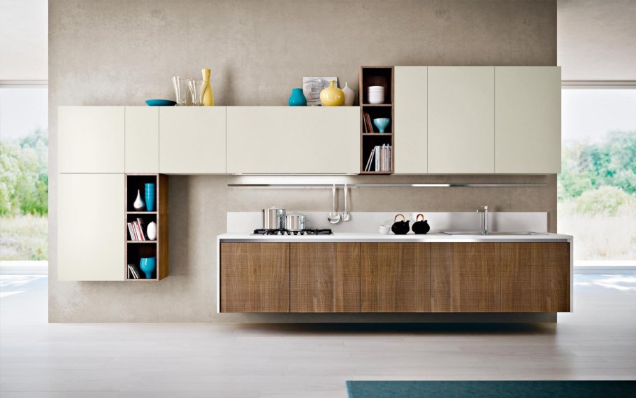 Современная кухня с открытыми полками