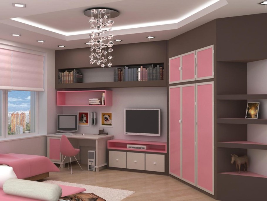 Спальня девочки подростка с телевизор