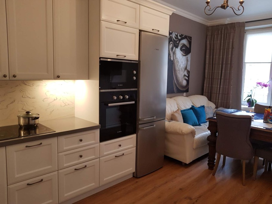 Кухня гостиная с холодильником