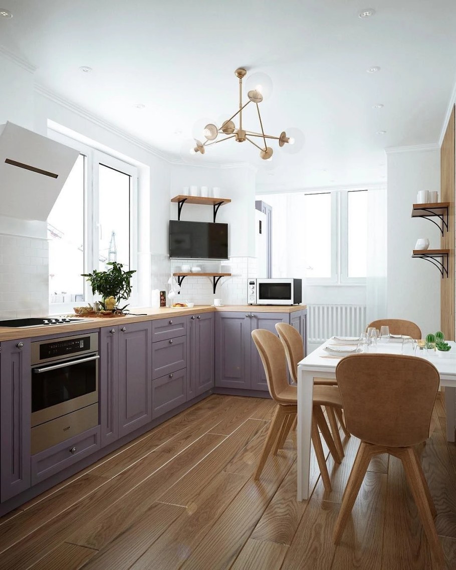 Кухня с 2 окнами