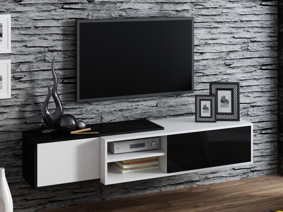 ТВ тумба 198 МДФ черный глянец