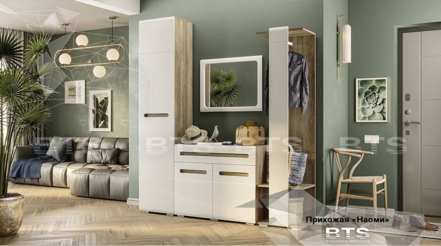 Вешалка Наоми ВШ-02 дуб каньон/белый глянец БТС