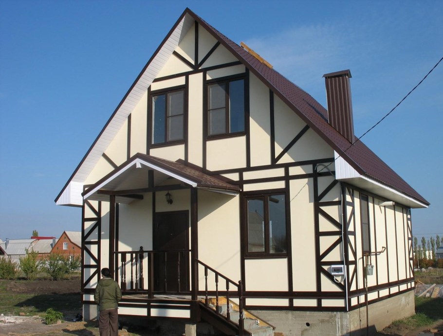 Отделка фасада в стиле фахверк