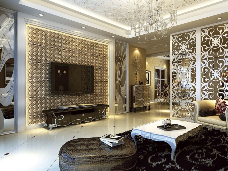 Кожаные панели в гостиной