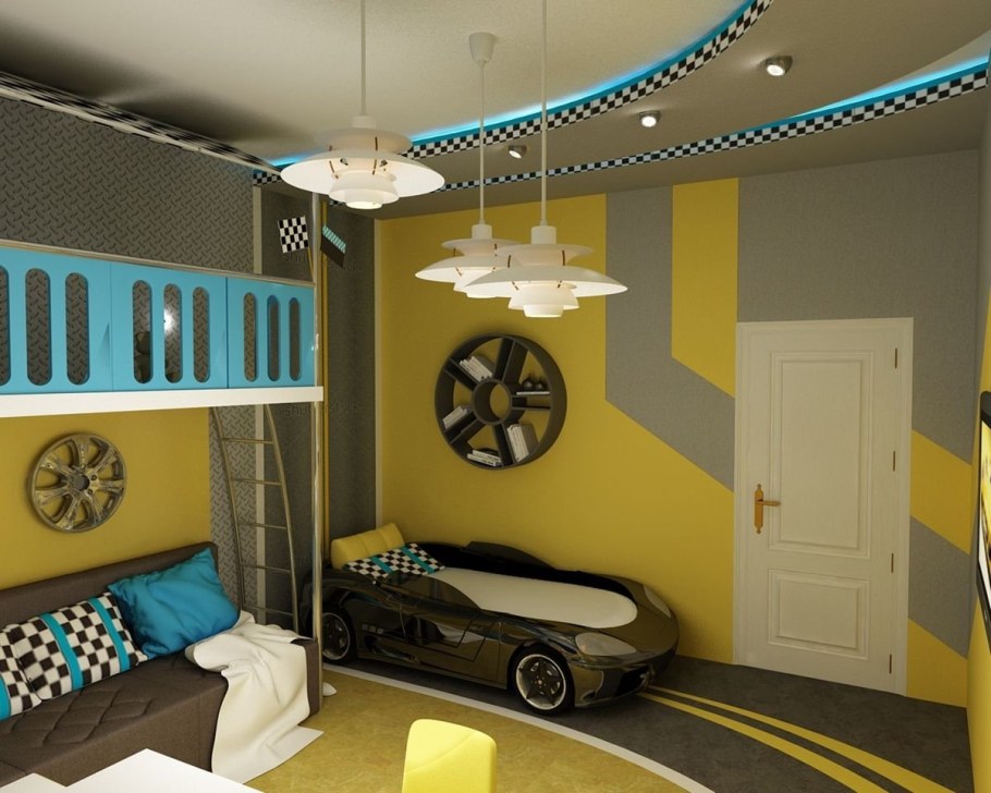 Узкая спальня для двоих детей