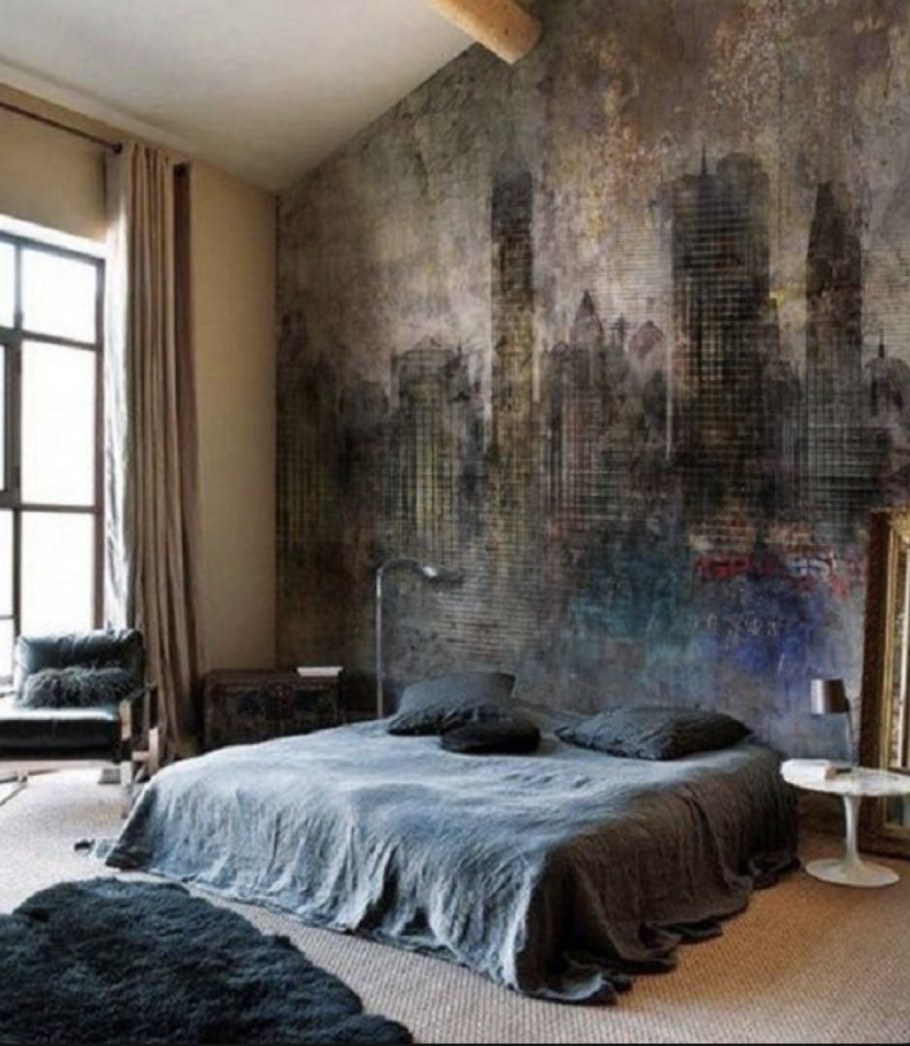 Спальня мужская лофт брутализм