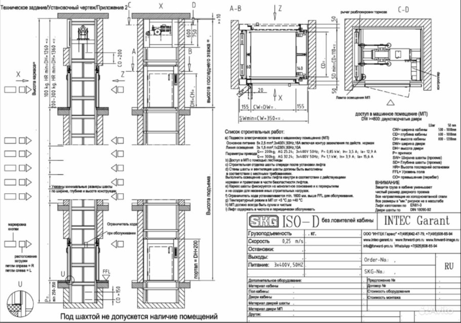 Конструкция лифтовой Шахты чертеж 1500х2100