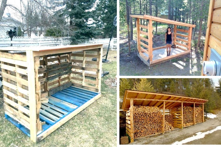 Дровник для дачи из поддонов