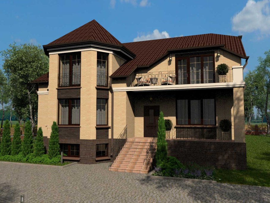 Двухэтажный дом с подвалом