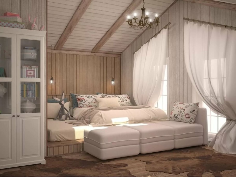 Кухня-гостиная обшитая вагонкой