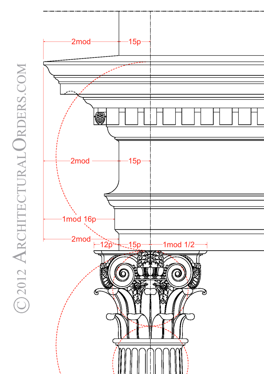 Построение капители композитного ордера